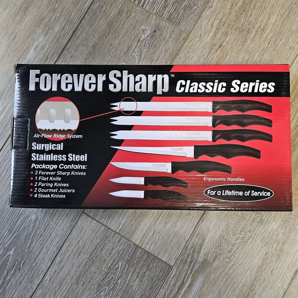 Forever Sharp 12 Piece Knife Set Classic Series Surgical Stainless Steel Blades